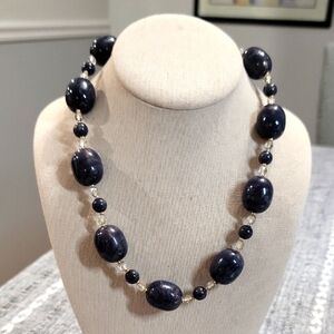 Joan Rivers Classic Collection Dark Blue/purple Beaded Necklace 24" NWOT